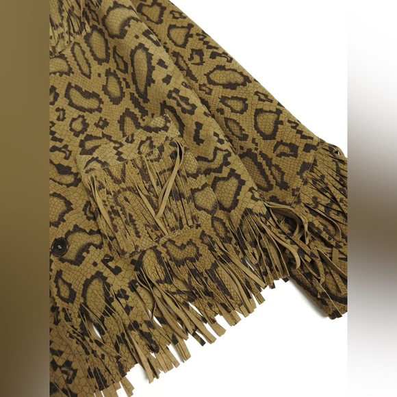 Hedi Slimane Suede Fringe Jacket, Saint Laurent, Snake print, new with tags - Picture 5 of 14